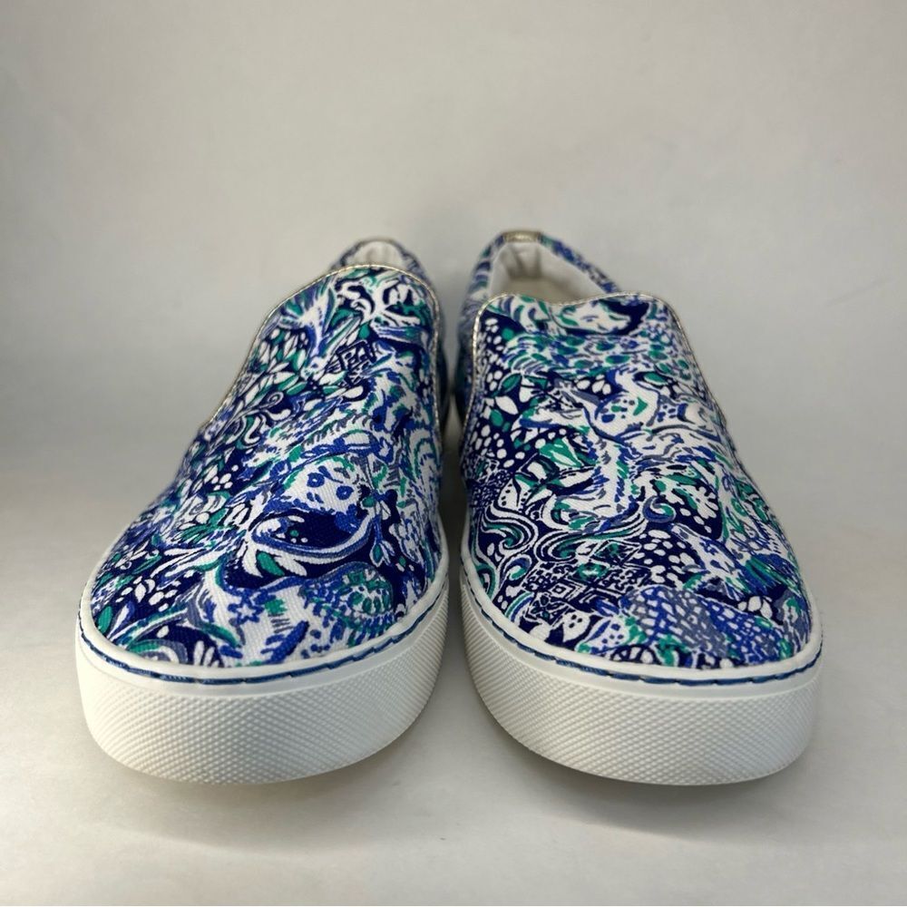 Lilly Pulitzer Julie Slip-on Blue Green Animal Print Women’s Sneakers Size 8 - Picture 4 of 10